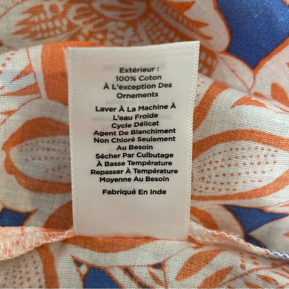 TALBOTS Blue & Orange Floral Embroidered Sleeveless Top Size X - Picture 4 of 6